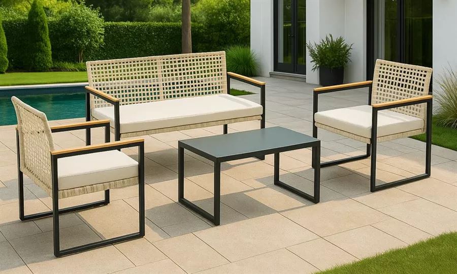 סט ריהוט גינה יוקרתי דגם Santa Monica צבע בז' אפור