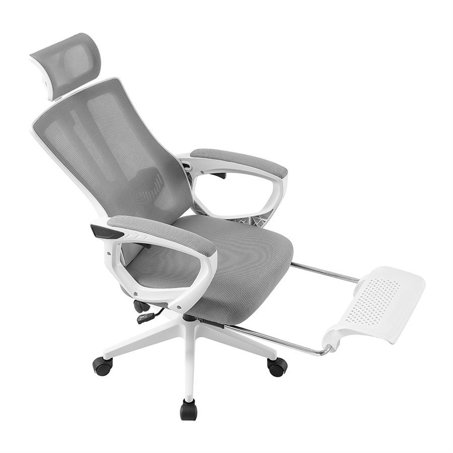 כסא מנהלים יוקרתי עם הדום נשלף דגם XP-50 צבע לבן אפור במכירה מוקדמת 21 ימי עסקים