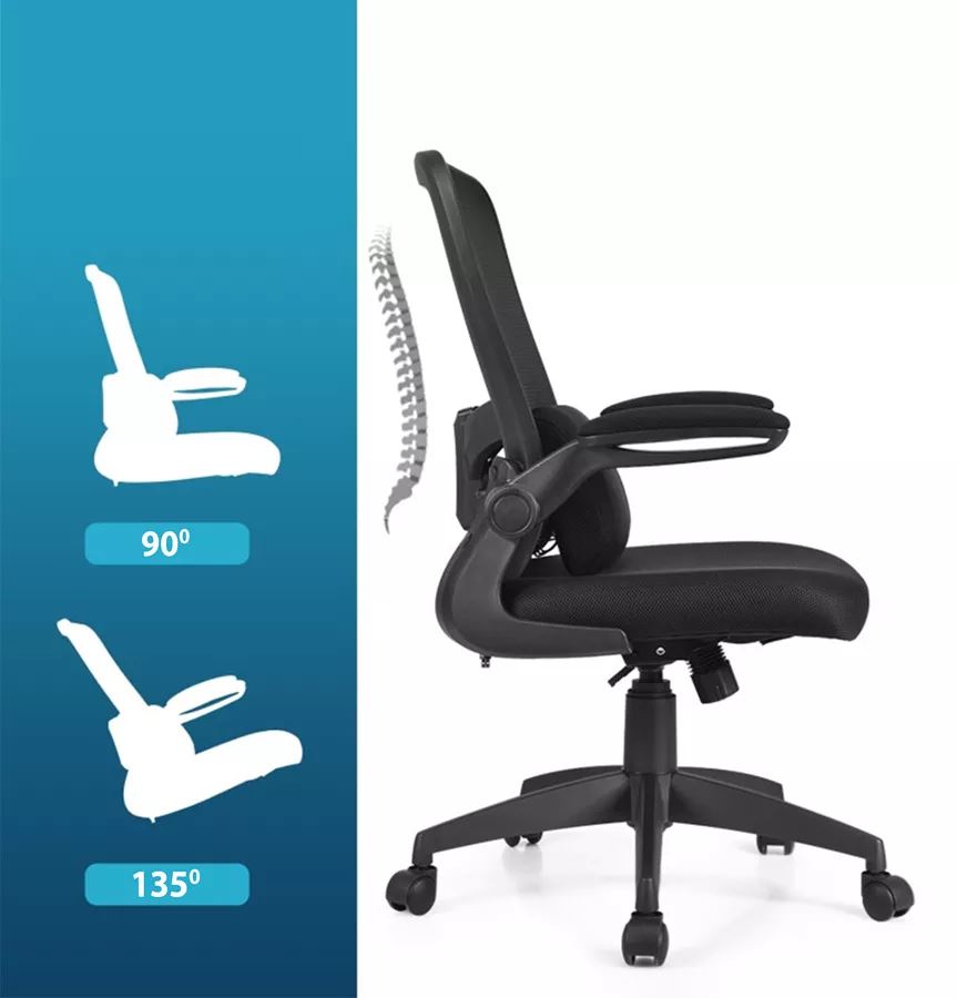 כסא מנהלים יוקרתי במכירה מוקדמת 45 ימי עסקים עם ידיות מתכוננות וכרית תמיכה לגב דגם TPX-20 צבע שחור
