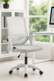 כסא מחשב עם ידיות מתכוננות דגם Fred צבע לבן מתצוגה ועודפים Americanstyle