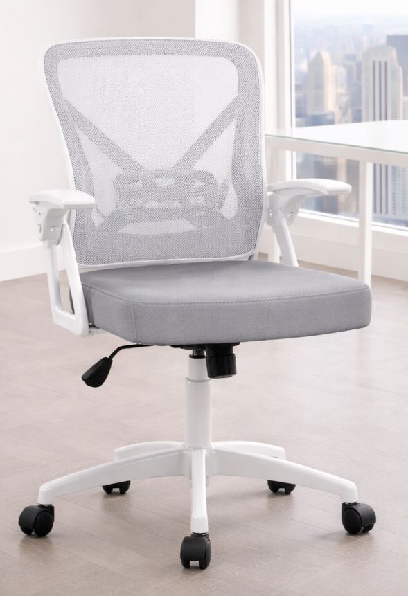 כסא מנהלים עם ידיות מתכווננות דגם XP-36 צבע לבן בשילוב אפור במכירה מוקדמת 14 ימי עסקים