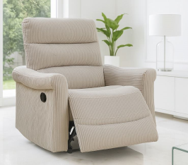 כורסת טלוויזיה מרופדת עם ריקליינר נשלף דגם EasyComfort צבע בז' מתצוגה ועודפים Americanstyle