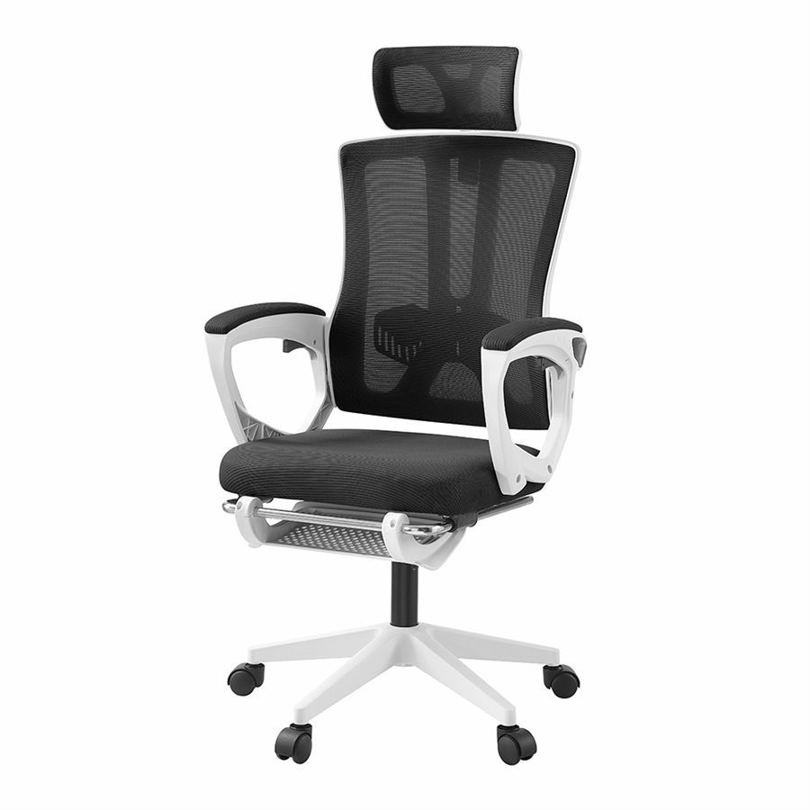 כסא מנהלים יוקרתי עם הדום נשלף דגם XP-50 צבע לבן שחור במכירה מוקדמת 21 ימי עסקים