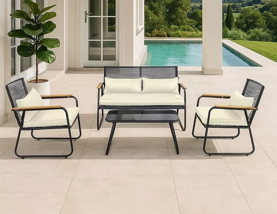 מערכת ישיבה אלגנטית ארבעה חלקים דגם Valencia צבע בז'