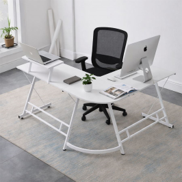 עמדת מחשב פינתית רחבה דגם DYNAMIC צבע לבן מתצוגה ועודפים Americanstyle