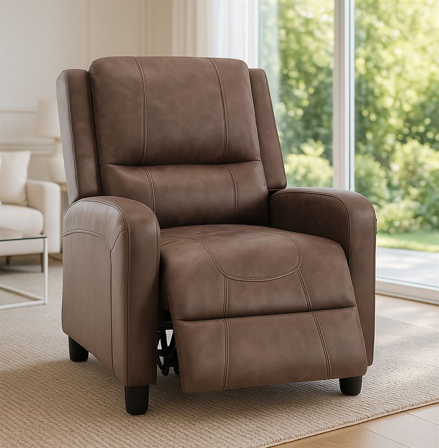 כורסת טלוויזיה עם ריקליינר דגם Hamilton צבע חום כהה מתצוגה ועודפים