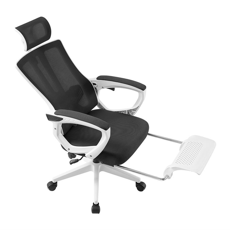 כסא מנהלים יוקרתי עם הדום נשלף דגם XP-50 צבע לבן שחור במכירה מוקדמת 21 ימי עסקים