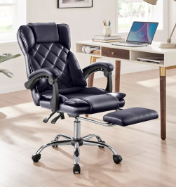 כסא מנהלים מרופד דגם LEONARDO עם הדום נשלף צבע שחור  מתצוגה ועודפים Americanstyle