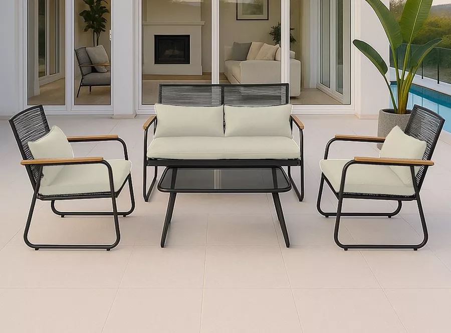 מערכת ישיבה אלגנטית ארבעה חלקים דגם Valencia צבע בז'