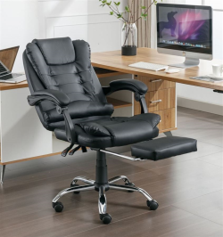 כסא מנהלים מרופד דגם MARVIN עם הדום נשלף צבע שחור מתצוגה ועודפים Americanstyle