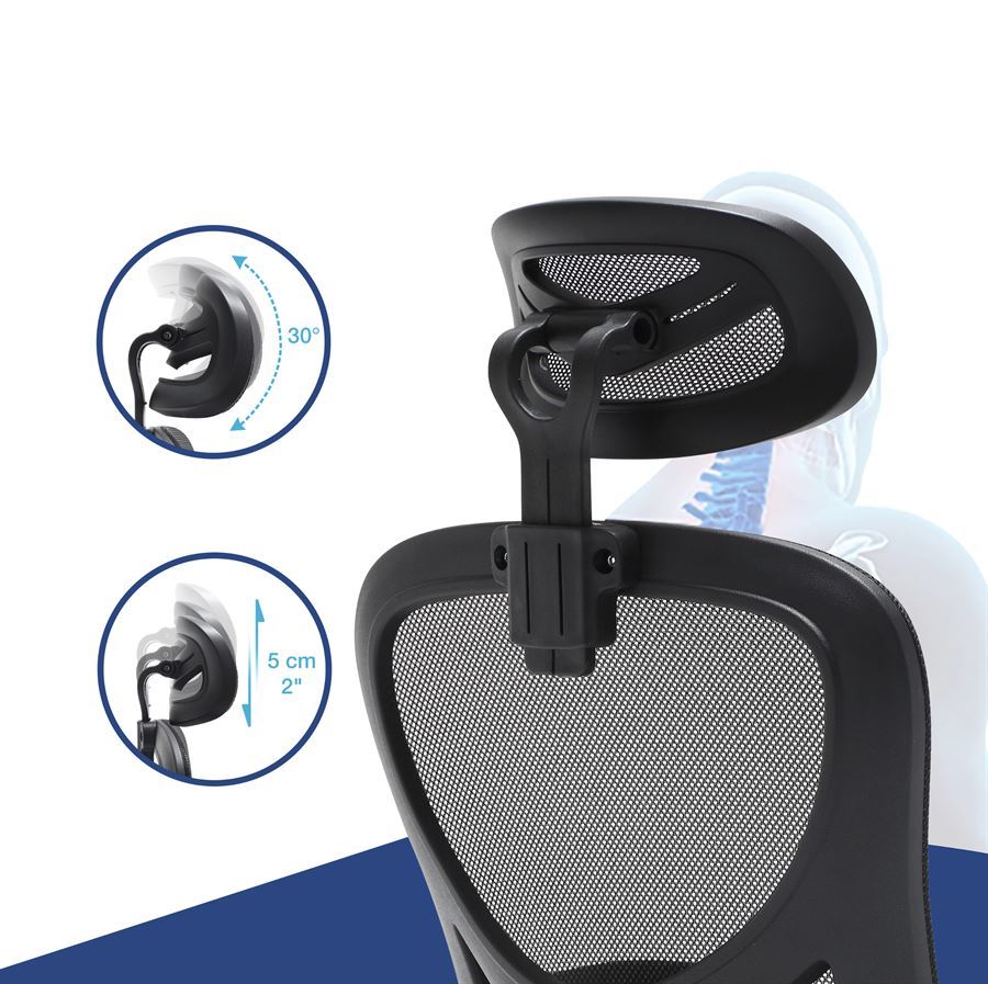 כיסא מנהלים יוקרתי דגם HI-TECH עם ידיות מתכווננות ומשענת ראש מתצוגה ועודפים