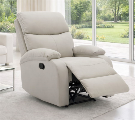 כורסת טלוויזיה מרופדת עם ריקליינר דגם Austin צבע אפור בז' ***במכירה מוקדמת 30 ימי עסקים Americanstyle