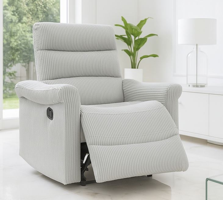 כורסת טלוויזיה מרופדת עם ריקליינר נשלף דגם EasyComfort צבע אפור בהיר מתצוגה ועודפים