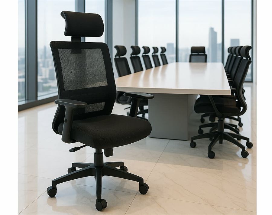 כסא מנהלים רחב עם ידיות מתכווננות ומשענת ראש דגם XP-17 מתצוגה ועודפים