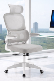 כסא מנהלים עם משענת גב וידיות מתכווננות דגם XP-40 צבע אפור לבן במכירה מוקדמת 14 ימי עסקים Americanstyle
