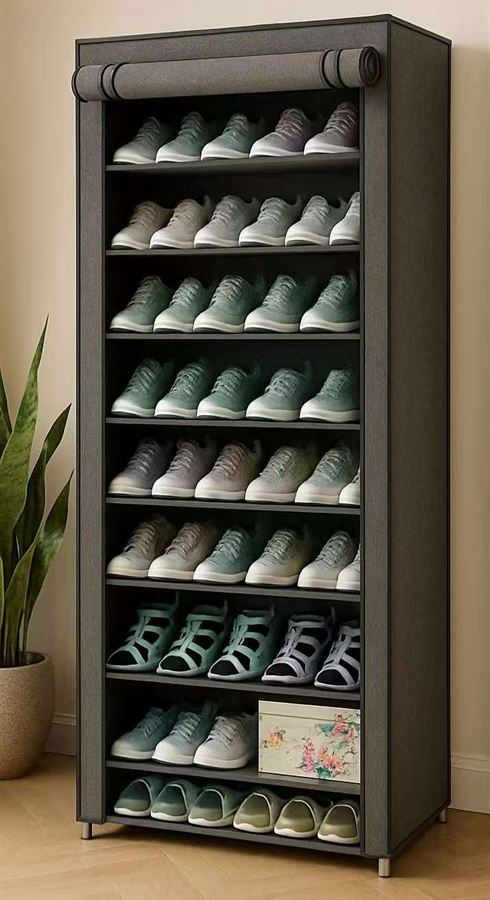 ארונית נעליים 9 קומות עם כיסוי בד במכירה מוקדמת 21 ימי עסקים