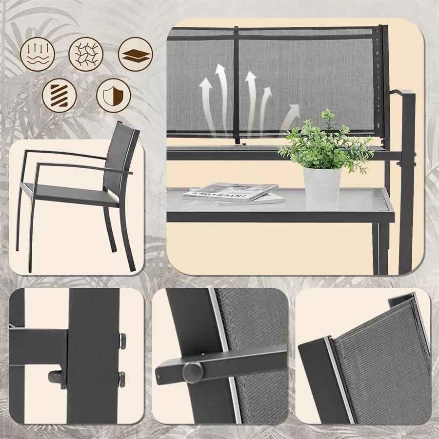 סט ריהוט גינה ארבעה חלקים כולל שולחן תואם דגם SANTORINI צבע חום בהיר מתצוגה ועודפים