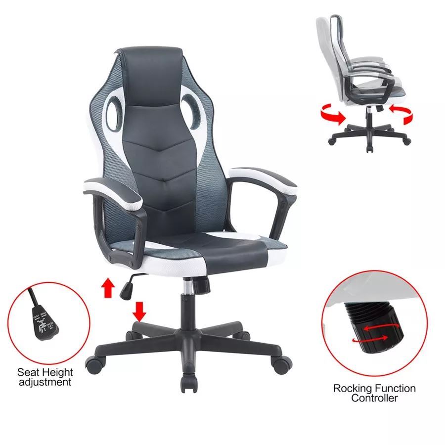 כסא גיימינג דגם Gamer צבע שחור לבן מתצוגה ועודפים