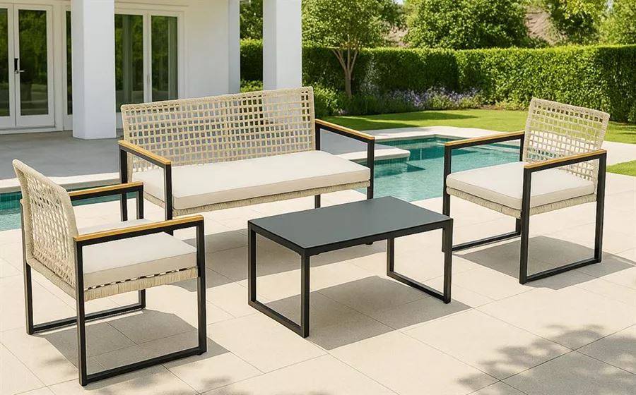 סט ריהוט גינה יוקרתי דגם Santa Monica צבע בז' אפור