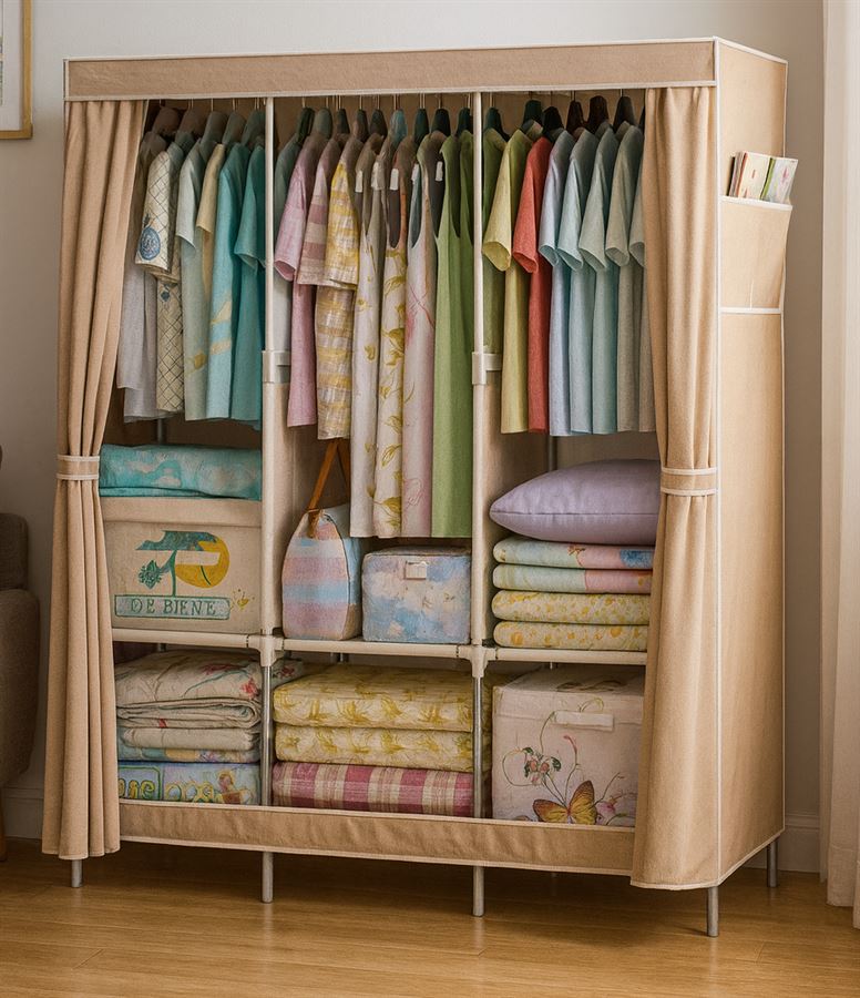 ארונית אחסון לבגדים ונעליים עם כיסוי בד במכירה מוקדמת 21 ימי עסקים