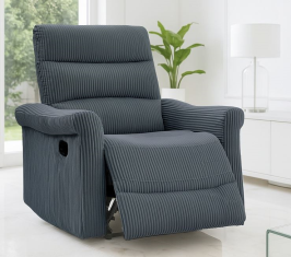 כורסת טלוויזיה מרופדת עם ריקליינר נשלף דגם EasyComfort צבע אפור כהה מתצוגה ועודפים Americanstyle