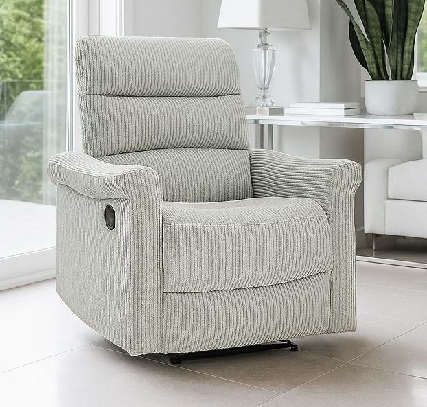 כורסת טלוויזיה מרופדת עם ריקליינר נשלף דגם EasyComfort צבע אפור בהיר מתצוגה ועודפים