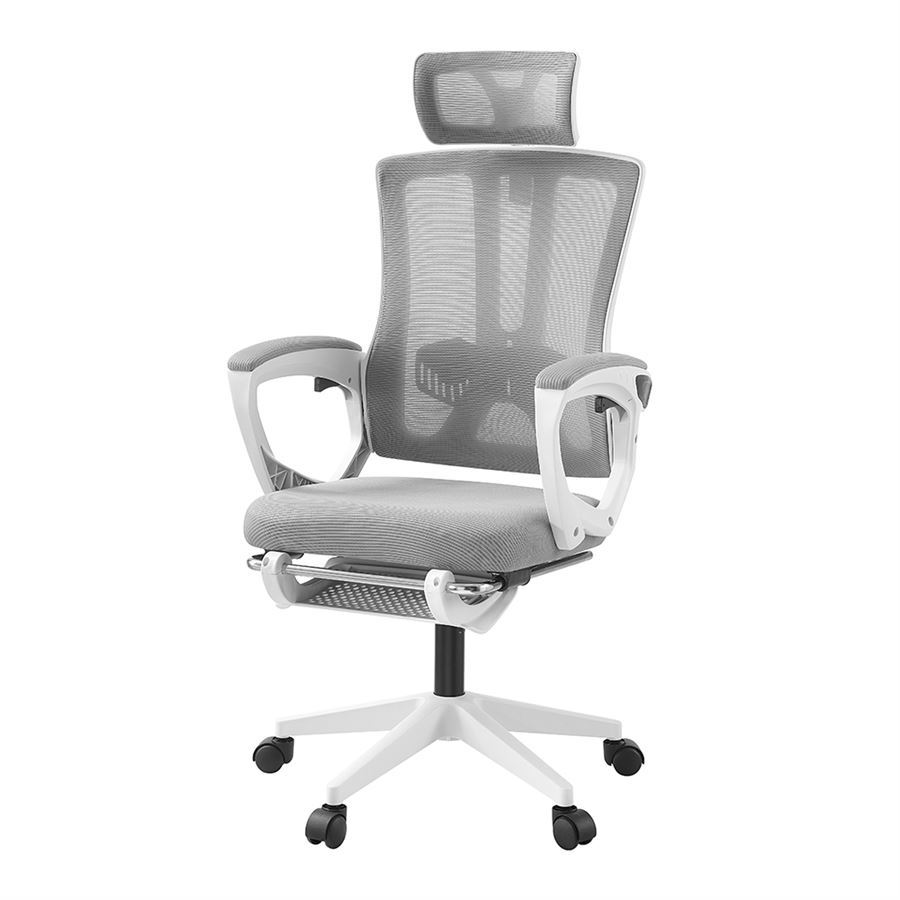 כסא מנהלים יוקרתי עם הדום נשלף דגם XP-50 צבע לבן אפור במכירה מוקדמת 21 ימי עסקים