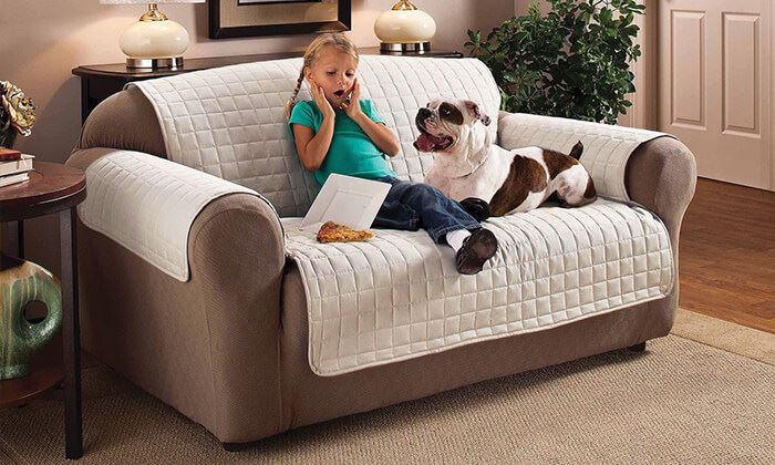 כיסוי ספה זוגית דו צדדי חום בז' מעודפים ***ללא אריזה מקורית